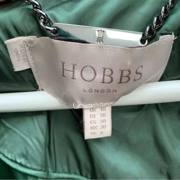 Hobbs green padded coat jacket size uk 10 removable hood - Picture 3 of 15